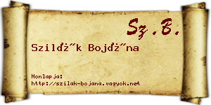 Szilák Bojána névjegykártya